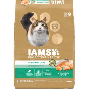 Image of Iams Proactive Health Long Hair Care with Real Chicken & Salmon Adult Dry Cat Food