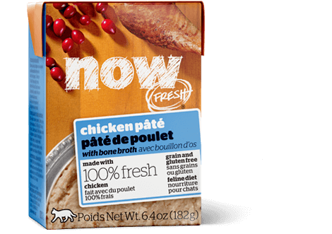 Petcurean NOW! Fresh Grain Free Chicken Pate with Bone Broth Wet Cat Food - 6.4 oz, case of 24