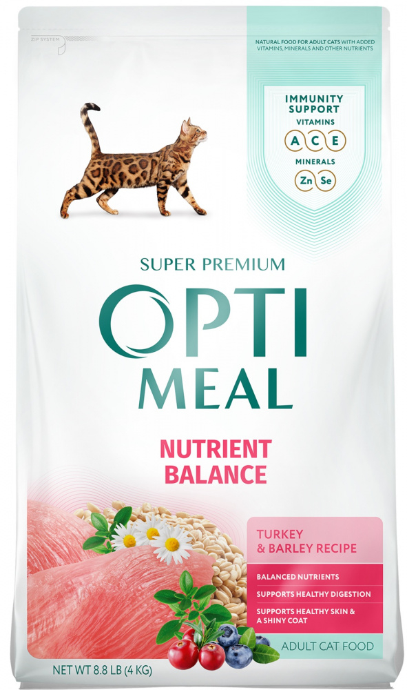 Optimeal Nutrient Balance Turkey & Barley Recipe Adult Dry Cat Food