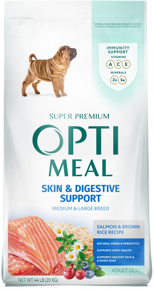 Optimeal Skin & Digestive Support Salmon & Brown Rice Recipe Medium & Large Breed Dry Dog Food