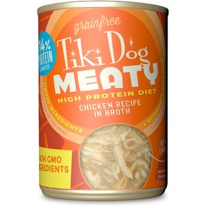 Image of Tiki Dog Meaty Whole Foods Grain-Free Chicken Shredded Canned Dog Food