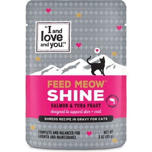 Image of I and Love and You Feed Meow Shine Salmon & Tuna Grain Free Chunks In Gravy Wet Cat Food