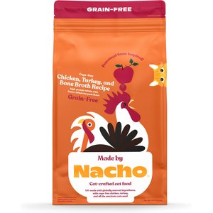Made By Nacho Cage-Free Chicken, Turkey & Bone Broth Recipe with Freeze-Dried Raw Pork Livers Grain-Free High-Protein Dry Cat Food