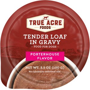 True Acre Foods Porterhouse Flavor Tender Loaf in Gravy, Wet Dog Food Cups