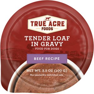 True Acre Foods Beef Recipe Tender Loaf in Gravy, Wet Dog Food Cups