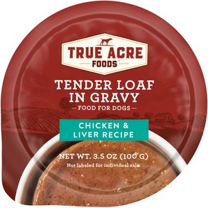 True Acre Foods Chicken & Liver Recipe Tender Loaf in Gravy, Wet Dog Food Cups