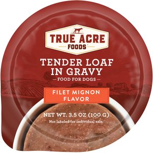 True Acre Foods Filet Mignon Flavor Tender Loaf in Gravy, Wet Dog Food Cups