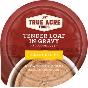 True Acre Foods Turkey Recipe Tender Loaf in Gravy, Wet Dog Food Cups