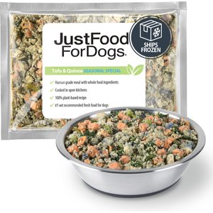 JustFoodForDogs Tofu & Quinoa Frozen Human-Grade Fresh Vegan Dog Food