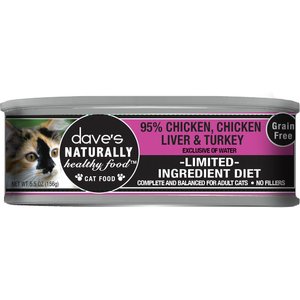 Image of Dave's Pet Food Naturally Health 95% Chicken, Chicken Liver & Turkey Canned Cat Food