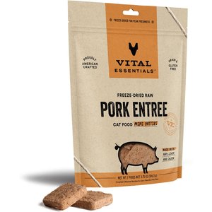 Image of Vital Essentials Pork Entree Cat Food Mini Patties Grain-Free Freeze-Dried Raw Cat Food