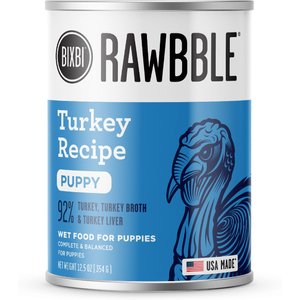 Image of BIXBI Rawbble Grain-Free Canned Turkey Recipe Wet Dog Food for Puppies