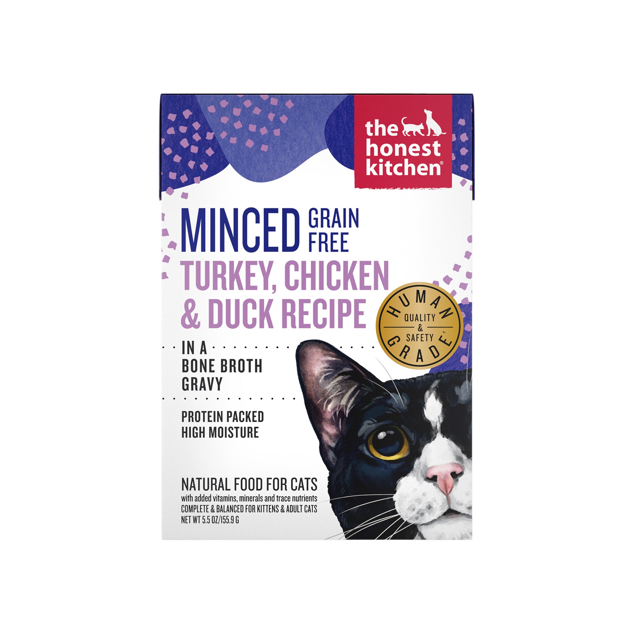 The Honest Kitchen Grain Free Minced Turkey, Chicken & Duck Recipe in a Bone Broth Gravy Wet Cat Food