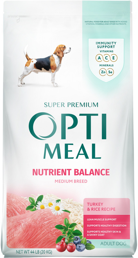 Optimeal Nutrient Balance Turkey & Rice Recipe Medium Breed Dry Dog Food
